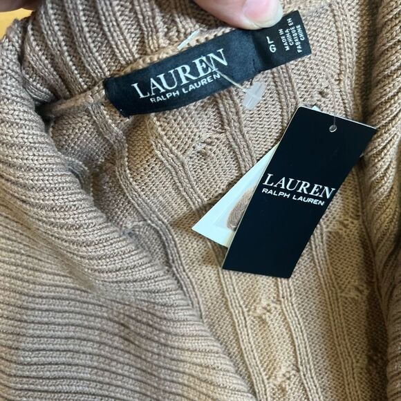 Lauren Ralph Lauren Women's Brown Collar Cardigan Sweater Size L NWT - Picture 2 of 9